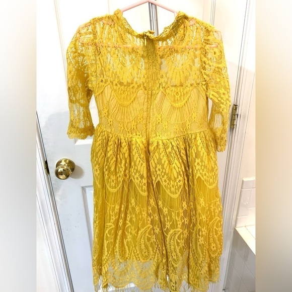 Irish Scully Girls Dress Sz 4 Yellow Lace Flower Belt - Picture 5 of 7